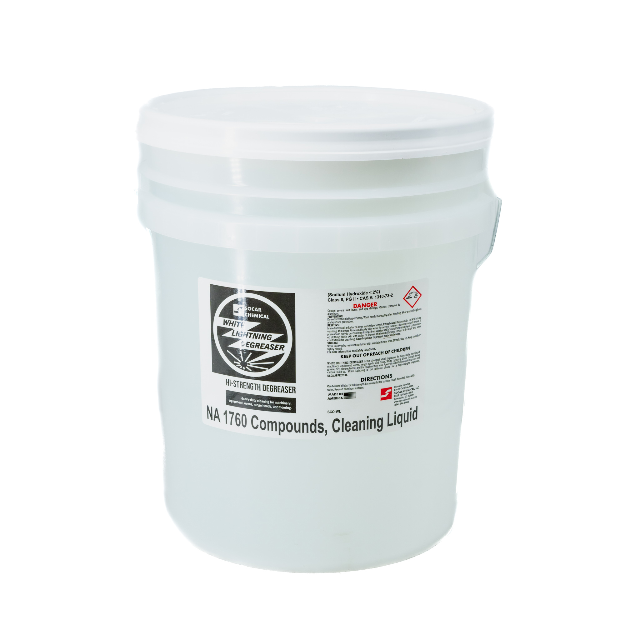 SOCAR White Lightning Professional High Strength Degreaser - 5 Gal., Model# SCO-WL-5